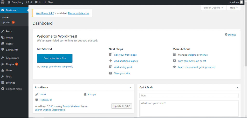 Go to the WordPress Admin panel