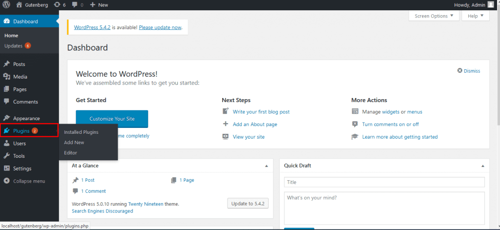 Go to the plugin section