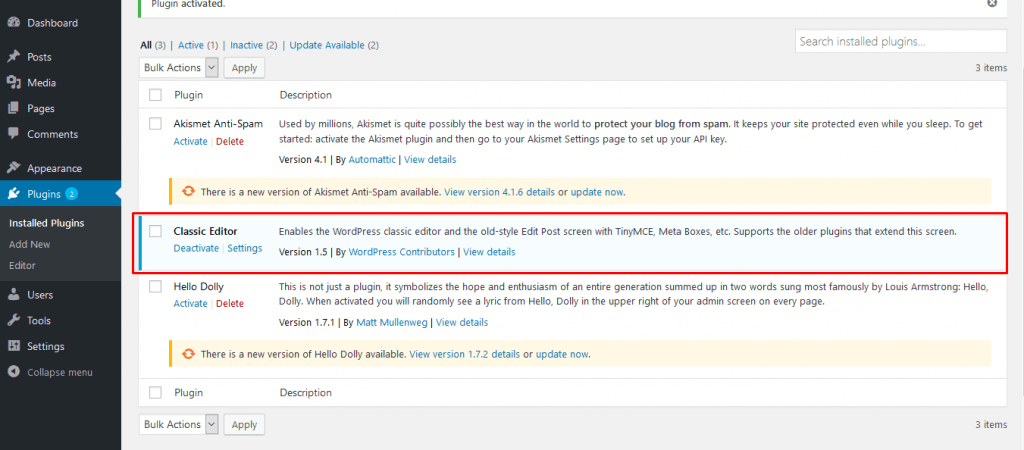 Install and active plugin