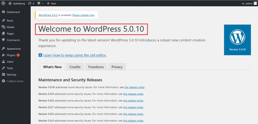 Check your WordPress version