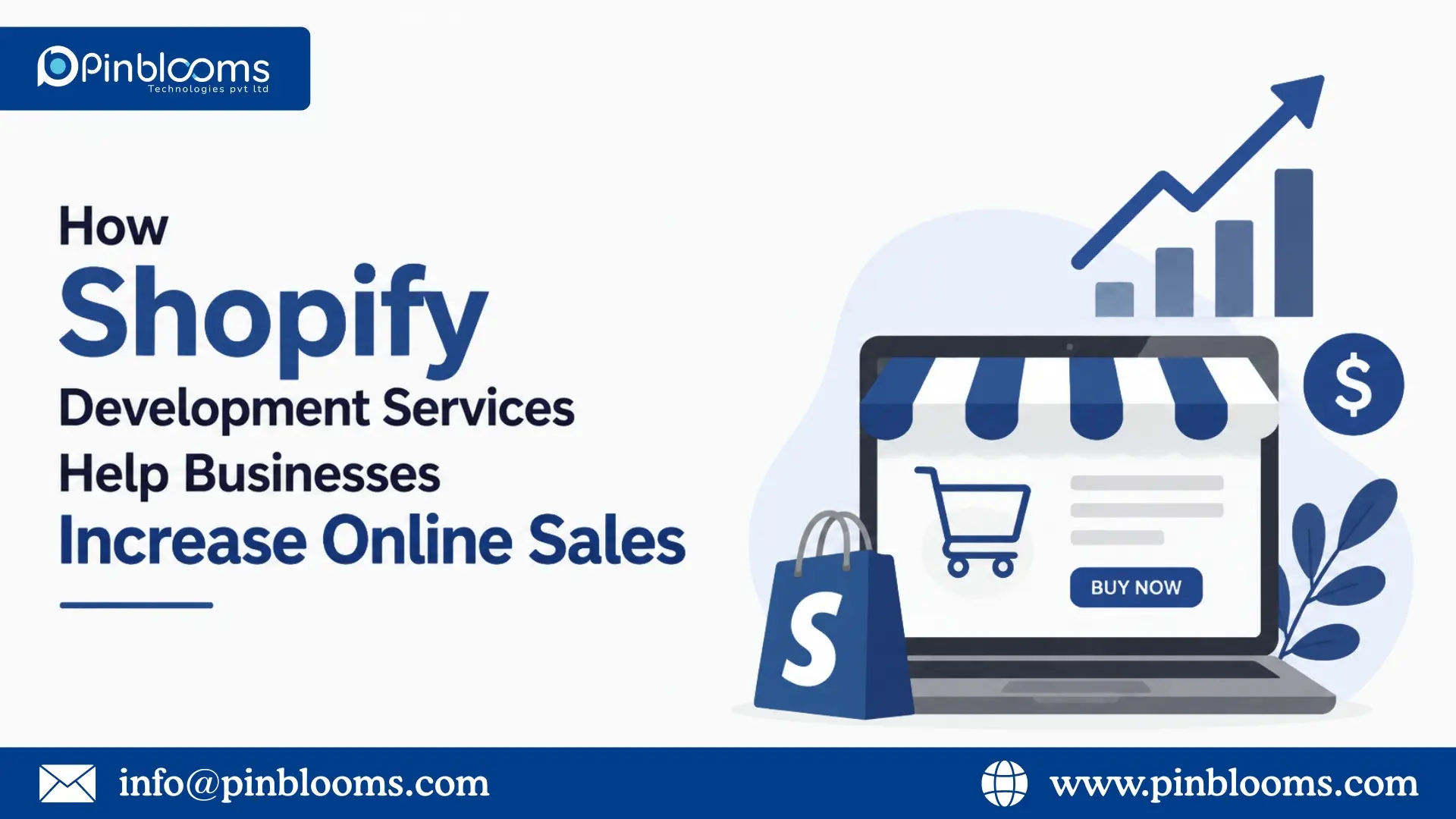 Professional Shopify development services illustration showing an e-commerce store interface, online shopping cart, sales growth graph, and business growth through Shopify store development.